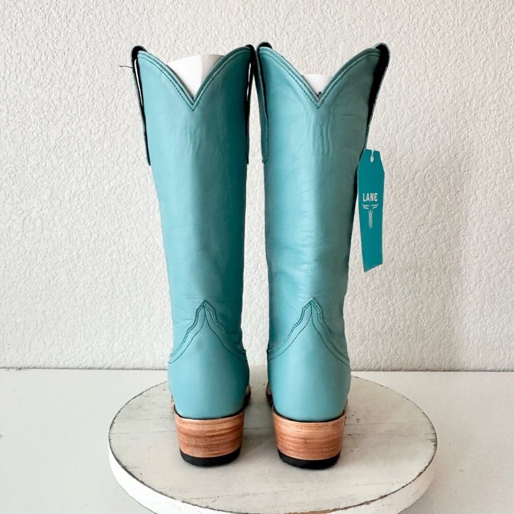 Lane EMMA JANE Turquoise Cowboy Boots Womens 5 Western Snip Toe 14" Tall Shaft - Picture 4 of 11